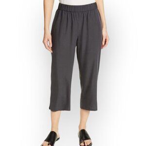 Eileen Fisher Graphite Gray Sandwashed Tencel Slouchy Cropped Pants Small